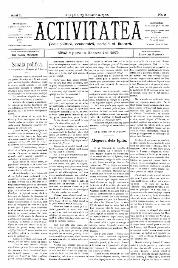 Ziarul Activitatea – anul 1902 – Nr. 2