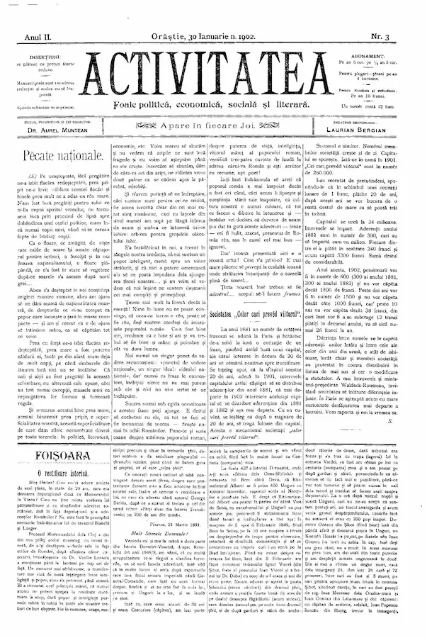 Ziarul Activitatea – anul 1902 – Nr. 3