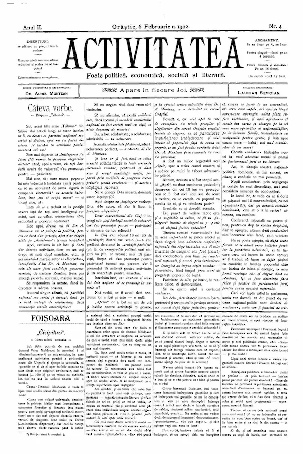Ziarul Activitatea – anul 1902 – Nr. 4