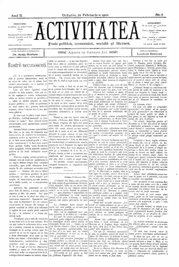 Ziarul Activitatea – anul 1902 – Nr. 6