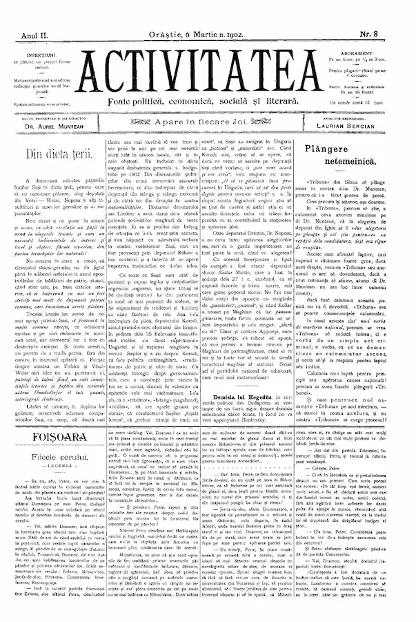 Ziarul Activitatea – anul 1902 – Nr. 8