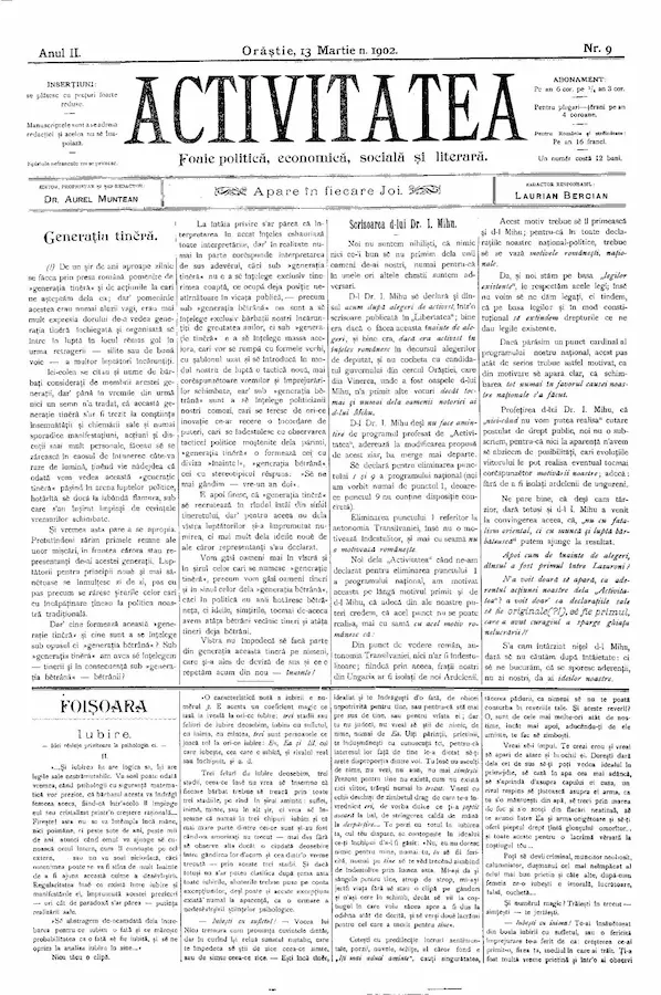 Ziarul Activitatea – anul 1902 – Nr. 9