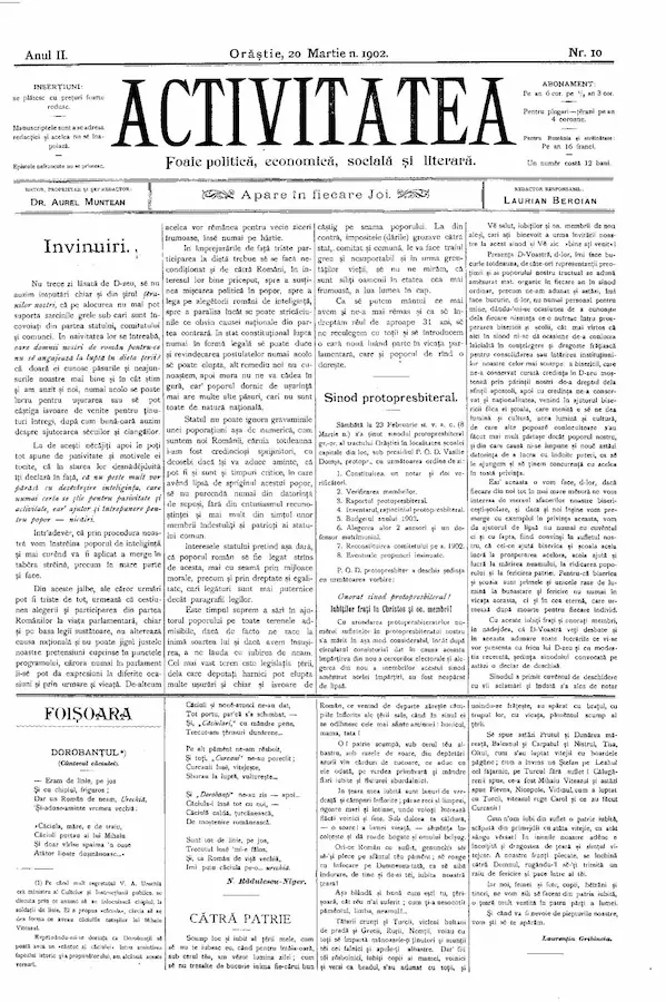Ziarul Activitatea – anul 1902 – Nr. 10