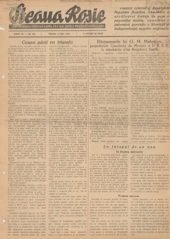 Ziarul Steaua Roșie – anul 1954 – Nr. 221