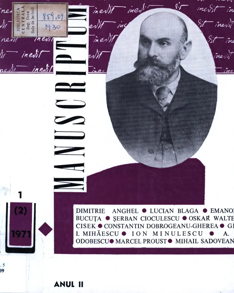 Revista Manuscriptum – anul 1971 – trim. 1