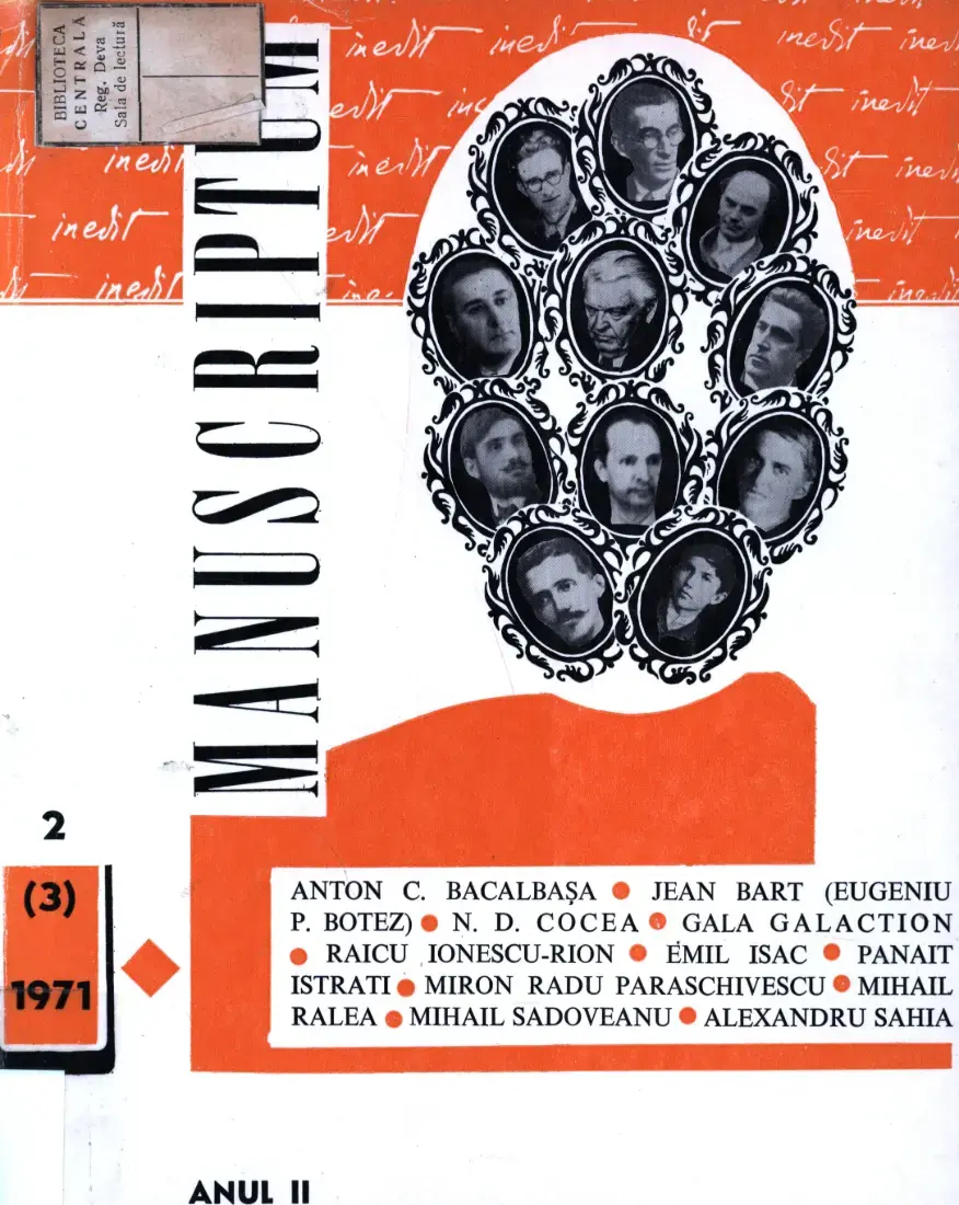 Revista Manuscriptum – anul 1971 – trim. 2