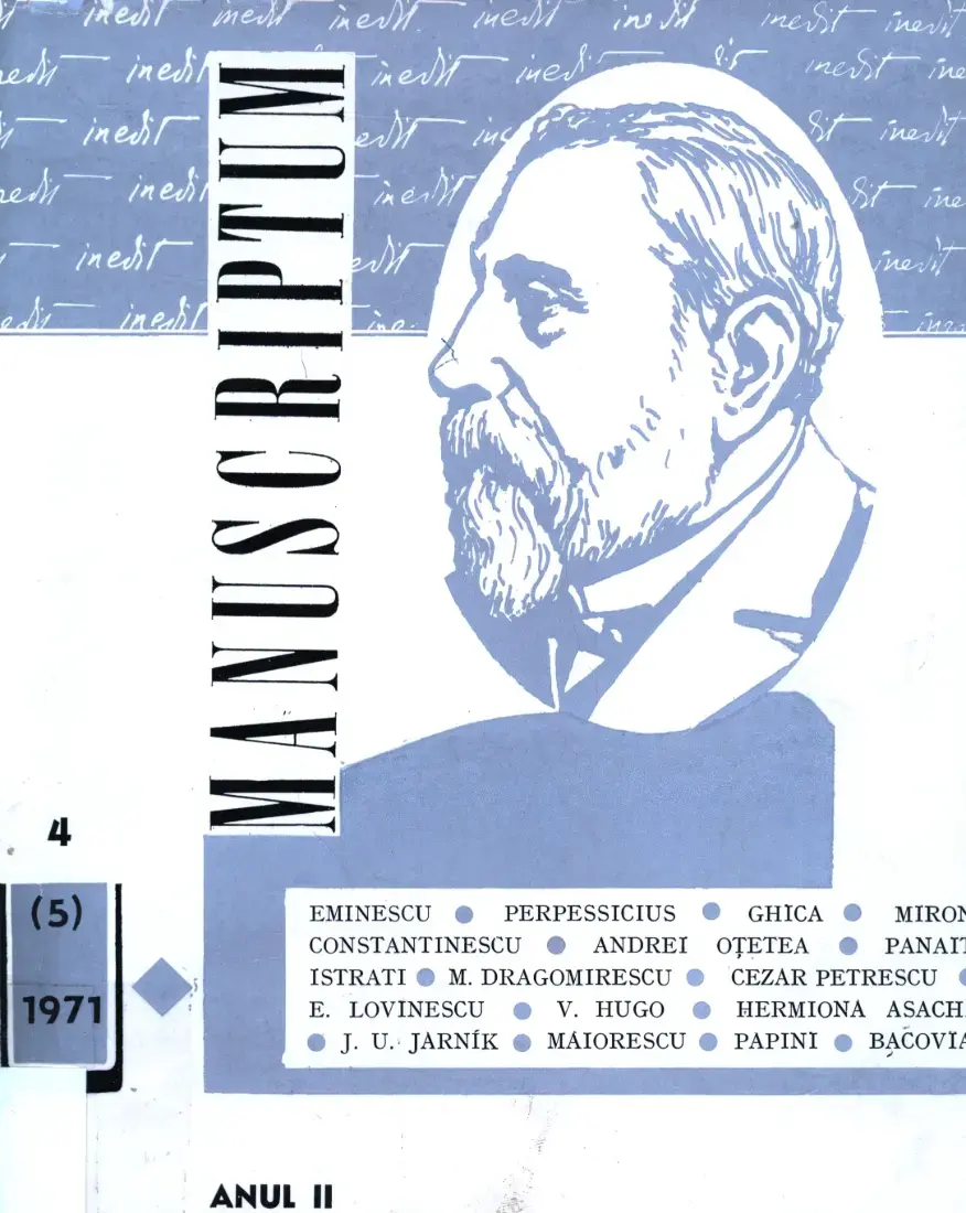 Revista Manuscriptum – anul 1971 – trim. 4