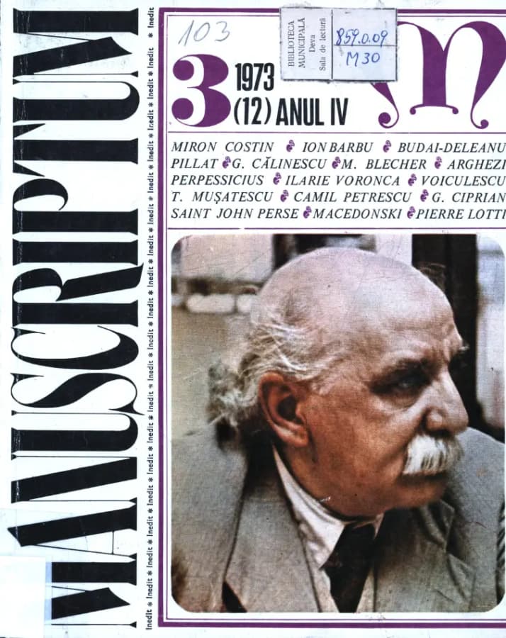 Revista Manuscriptum – anul 1973 – trim. 3