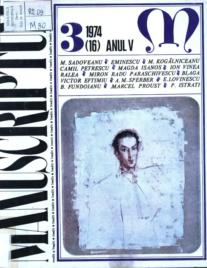 Revista Manuscriptum – anul 1974 – trim. 3