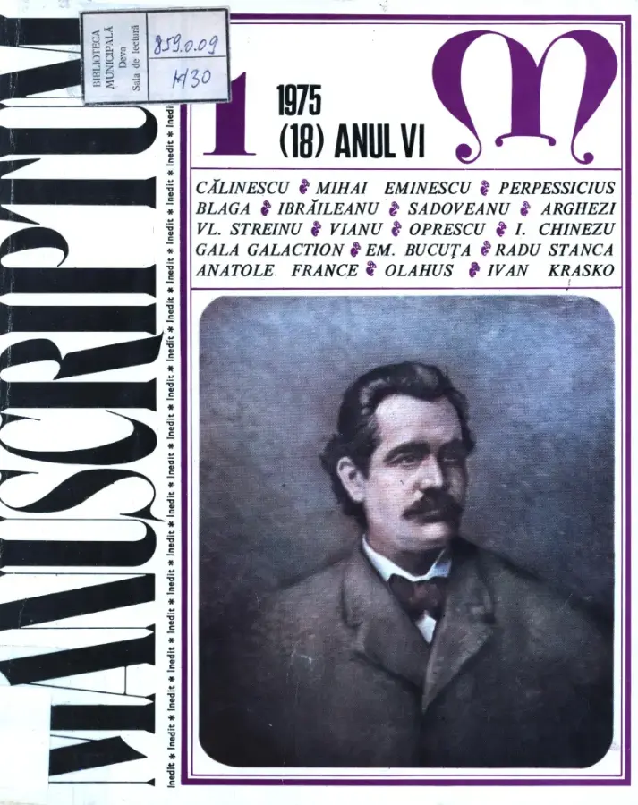 Revista Manuscriptum – anul 1975 – trim. 1