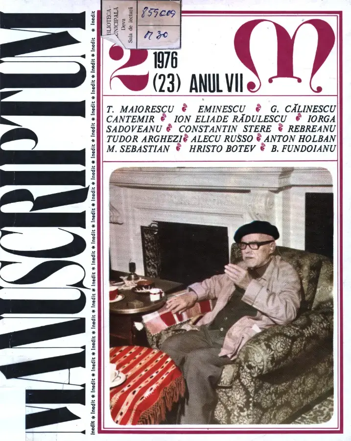 Revista Manuscriptum – anul 1976 – trim. 2