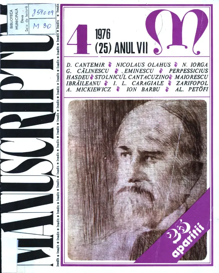 Revista Manuscriptum – anul 1976 – trim. 4