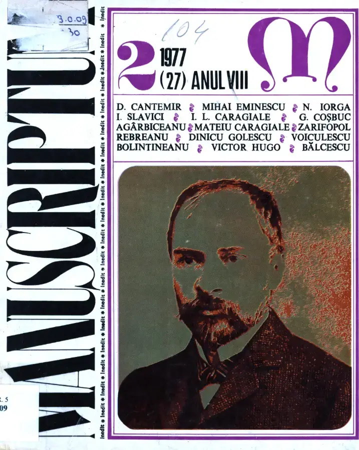 Revista Manuscriptum – anul 1977 – trim. 2