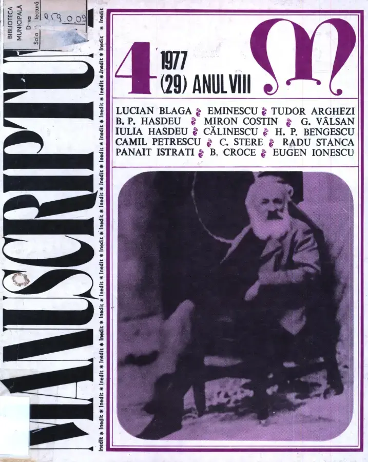 Revista Manuscriptum – anul 1977 – trim. 4