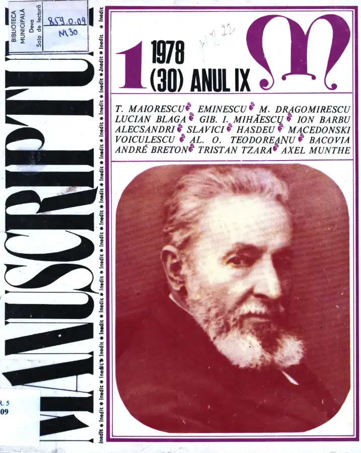 Revista Manuscriptum – anul 1978 – trim. 1
