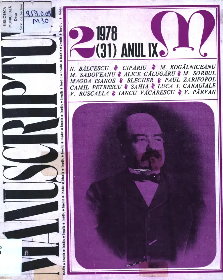 Revista Manuscriptum – anul 1978 – trim. 2