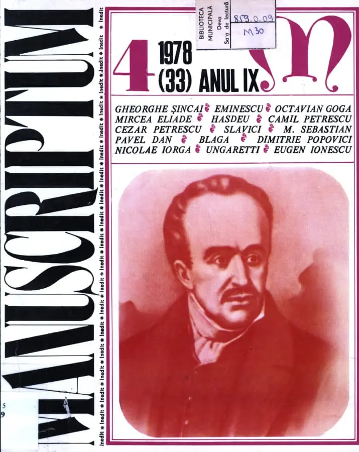 Revista Manuscriptum – anul 1978 – trim. 4