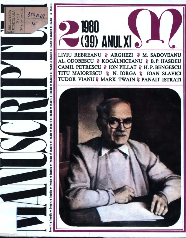 Revista Manuscriptum – anul 1980 – trim. 2