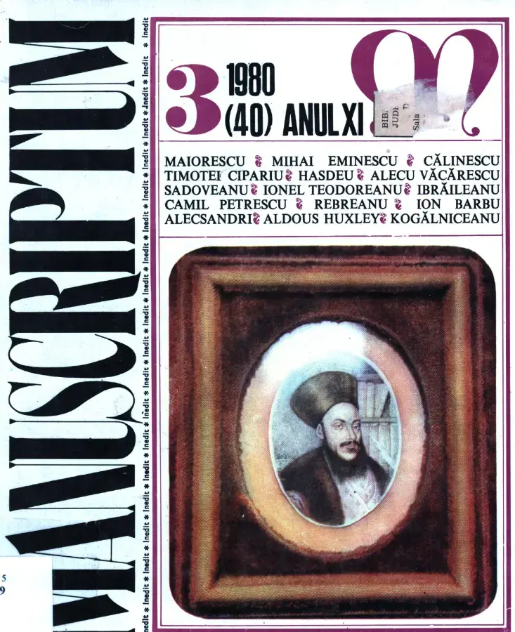 Revista Manuscriptum – anul 1980 – trim. 3