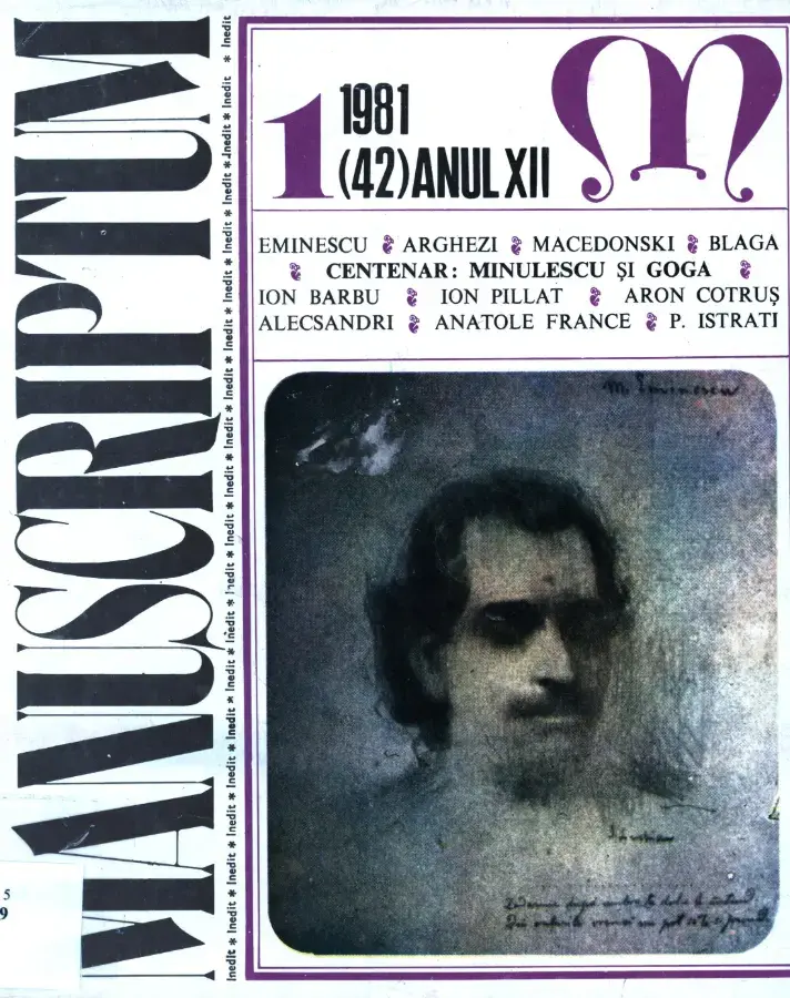 Revista Manuscriptum – anul 1981 – trim. 1