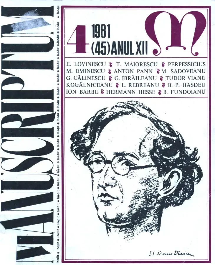 Revista Manuscriptum – anul 1981 – trim. 4